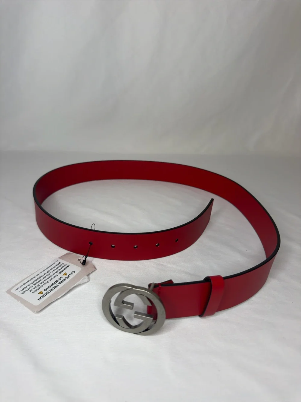 Gucci Interlocking G Red Leather Belt Size 95/38 NWT 546389